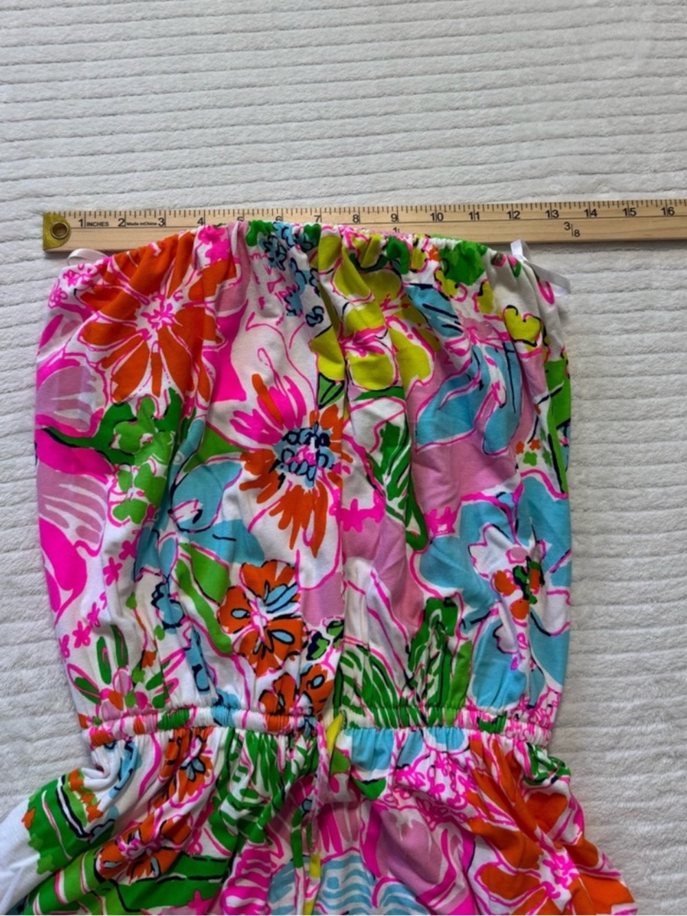 Lilly Pulitzer Strapless Floral Maxi Dress in Pink, Green & Orange - Picture 6 of 7
